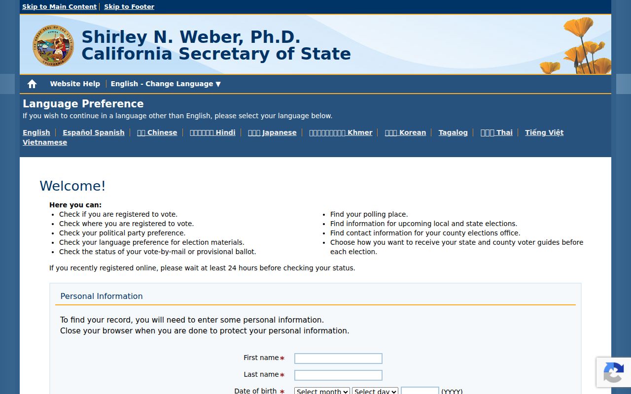 San Clemente residents directory California authenticated voter status lookup