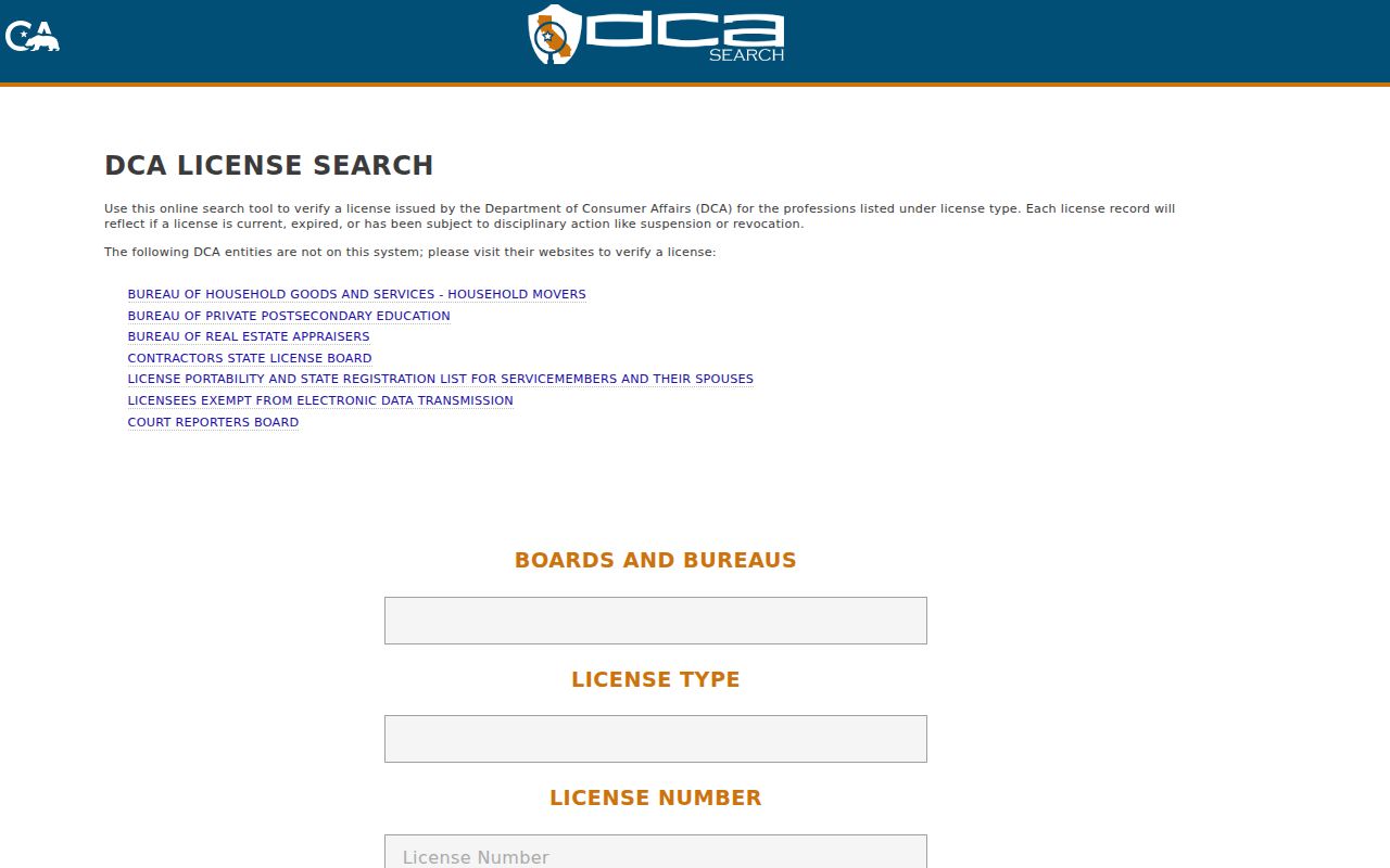 San Clemente residents directory California professional license verification search