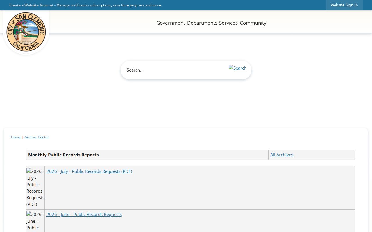 San Clemente neighbors lookup monthly city public record request archive