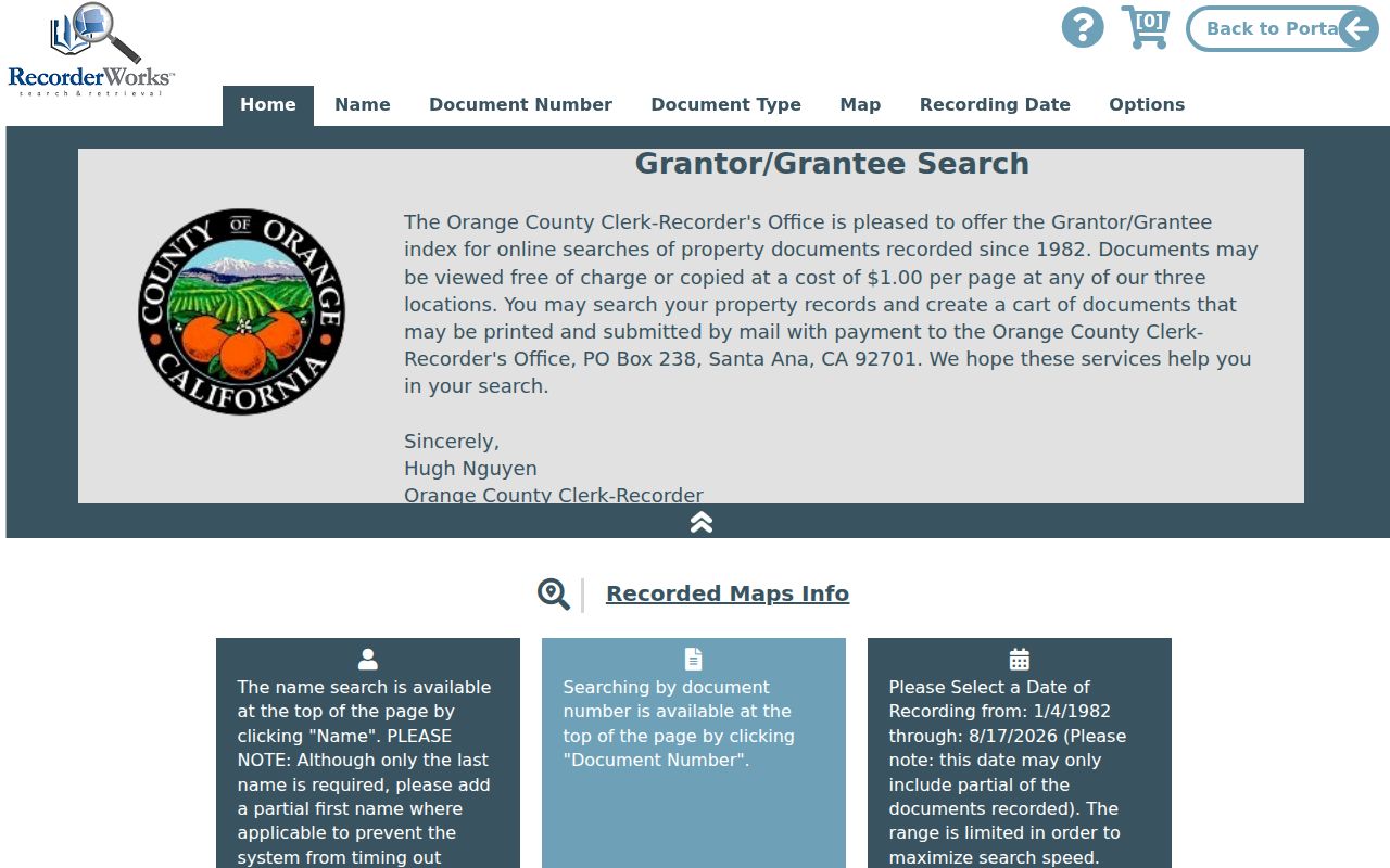 San Clemente previous residents Orange County official record name index