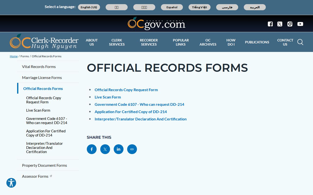 San Clemente previous residents official record copy and restricted form route