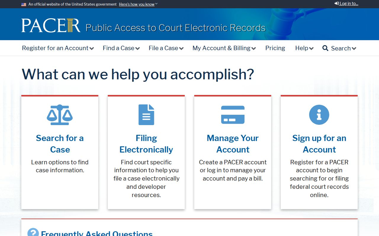 San Clemente resident lookup official federal docket and case document system