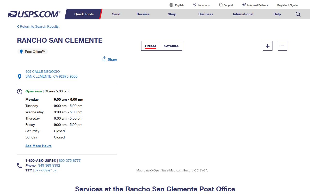 San Clemente ZIP code directory Rancho San Clemente Post Office location and services